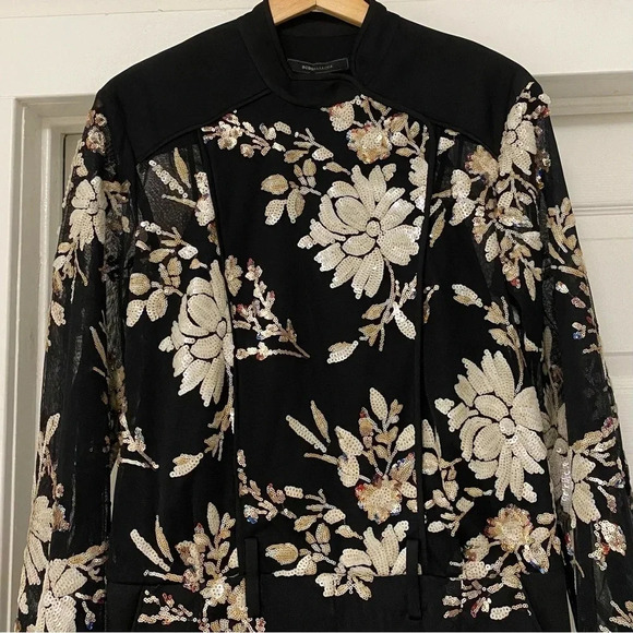 NWT BCBGMaxAzaria Floral Sequin Embroidered Jumpsuit - Picture 2 of 12